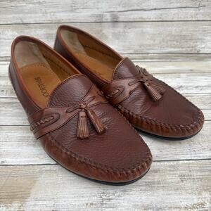 Brass Boot Tassel Loafers Shoes Moccasins Sz 9.5 Brown Leather Heritage Timeless